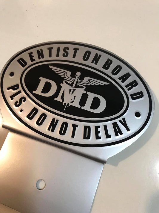Dentist On Board Car Profession Emblem Silver Black