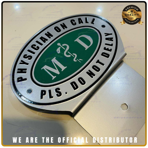 Physician On Call Asclepius Car Profession Emblem Silver Green