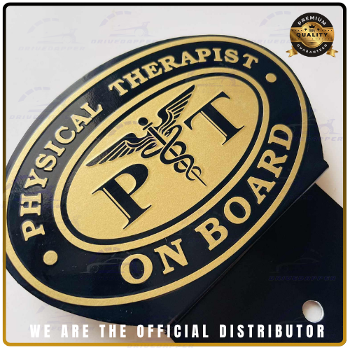 Physical Therapist On Board Car Profession Emblem Accessories Black Gold