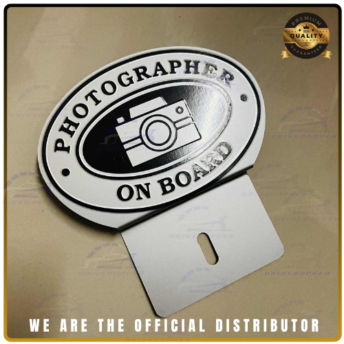 PHOTOGRAPHER ON BOARD Car Profession Emblem Silver Black