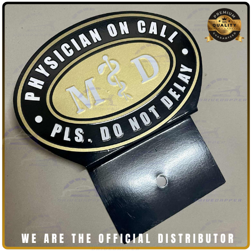 Physician On Call Asclepius Car Profession Emblem White Gold