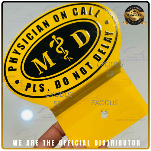 Physician On Call Asclepius Car Profession Emblem Yellow