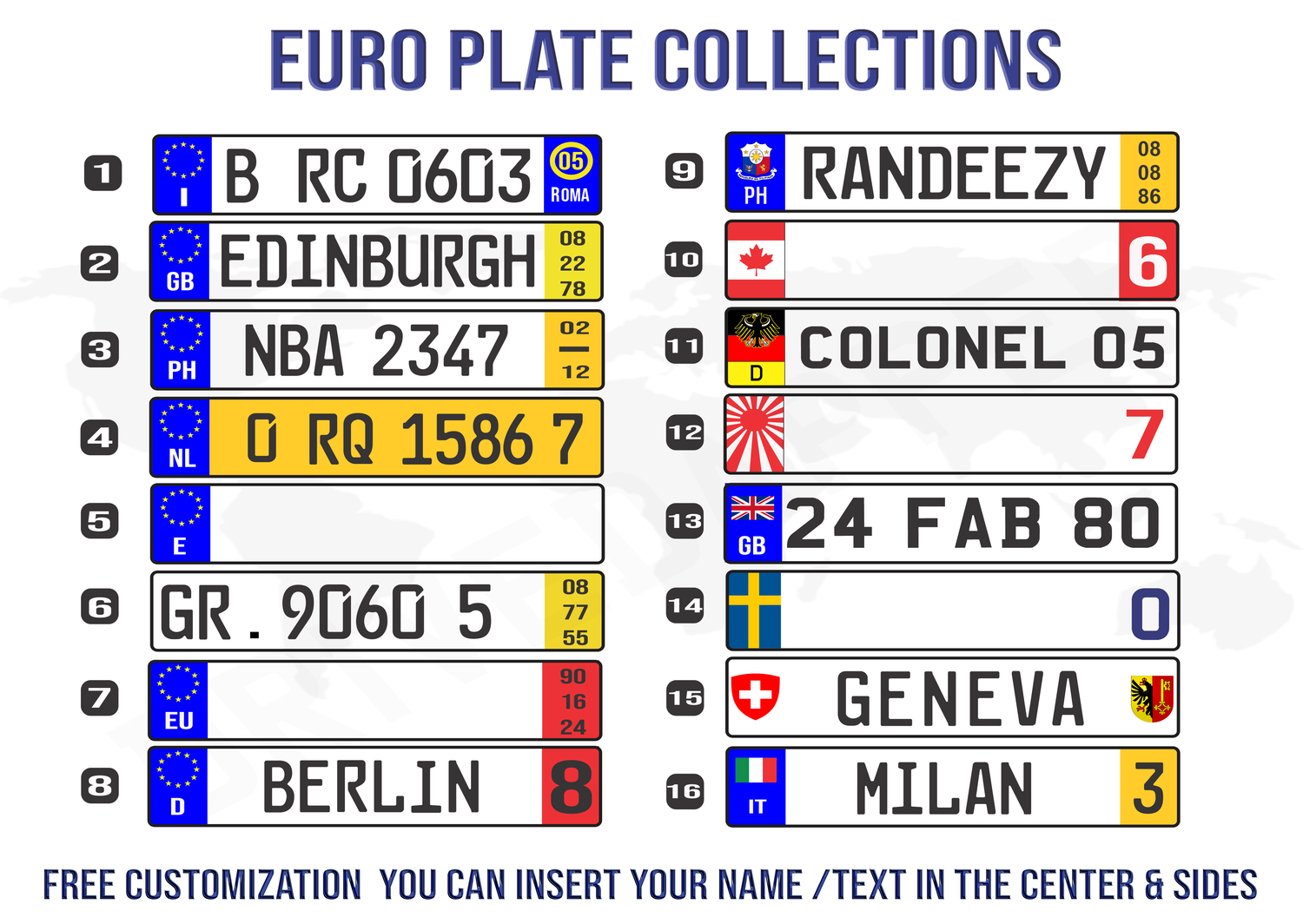 Custom Euro Plates