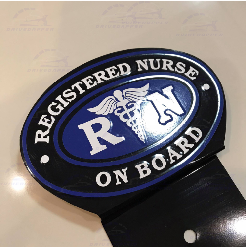 Registered Nurse On Board Car Profession Emblem Blue