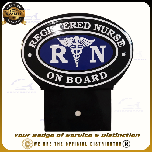 Registered Nurse On Board Car Profession Emblem Black Blue