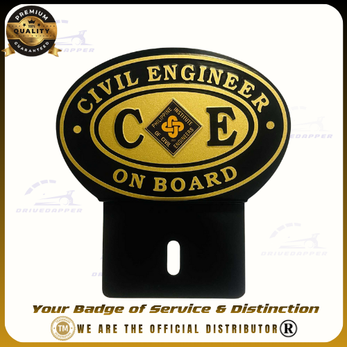 Civil Engineer Car Profession Emblem Black Gold