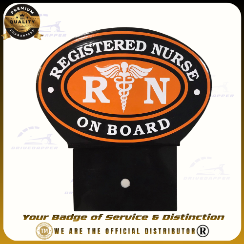 Registered Nurse On Board Car Profession Emblem Black Orange