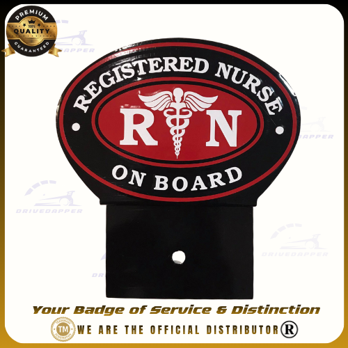 Registered Nurse On Board Car Profession Emblem Black Red