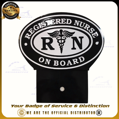 Registered Nurse On Board Car Profession Emblem Black White