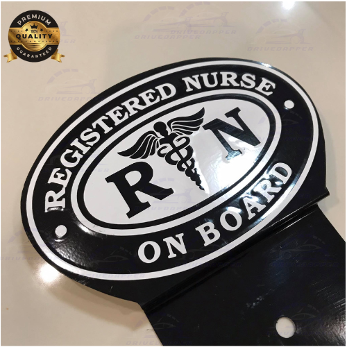 Registered Nurse On Board Car Profession Emblem Black White