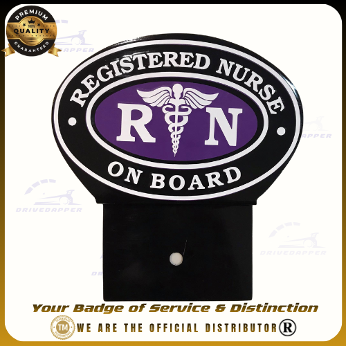 Registered Nurse On Board Car Profession Emblem Black Violet