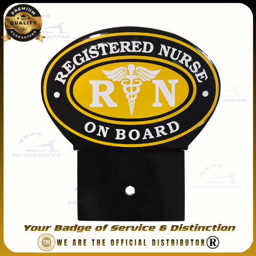 Registered Nurse On Board Car Profession Emblem Black Violet