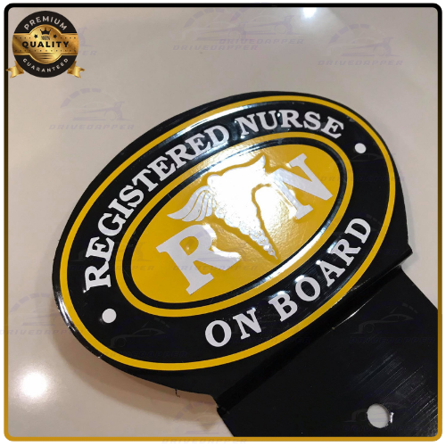 Registered Nurse On Board Car Profession Emblem Black Violet