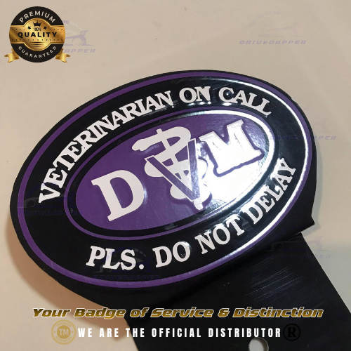 Veterinarian Doctor On Call Car Profession Emblem Accessories Black Violet