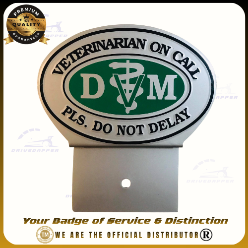Veterinarian Doctor On Call Car Profession Emblem Accessories Silver Green