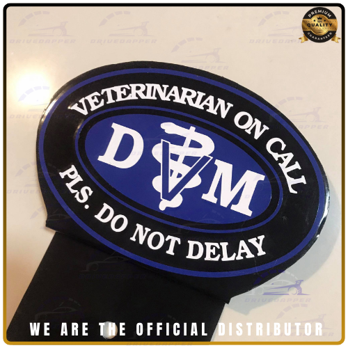 Veterinarian Doctor On Call Car Profession Emblem Accessories Black Blue