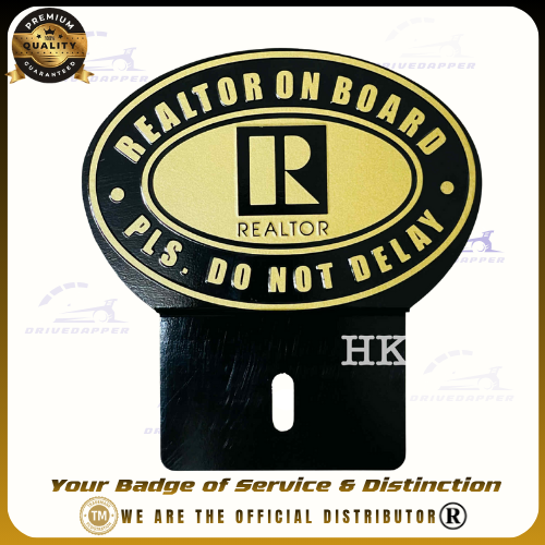 REALTOR ON BOARD Car Profession Emblem Black Gold