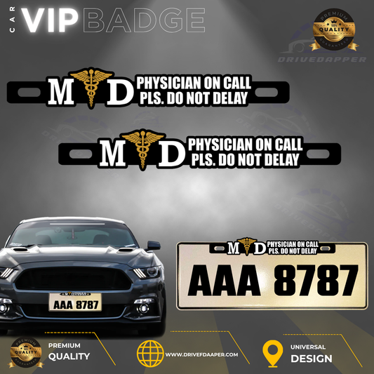 Physician On Call Car VIP Badge Emblem Gold