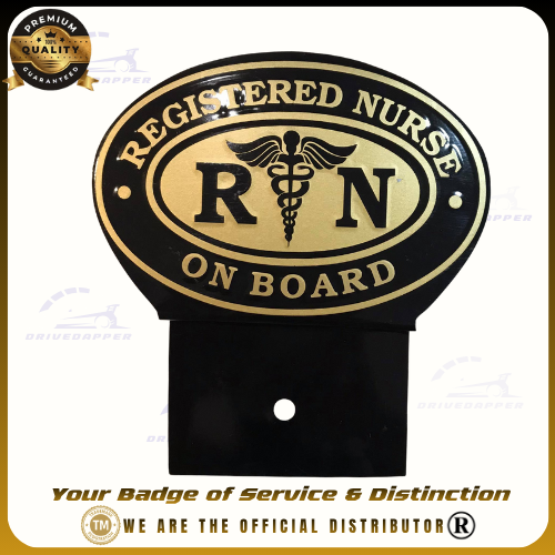 Registered Nurse On Board Car Profession Emblem Black Gold