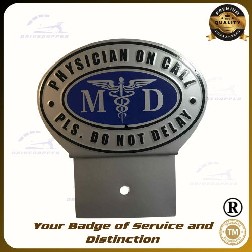 Physician On Call Car Profession Emblem Accessories Silver Blue