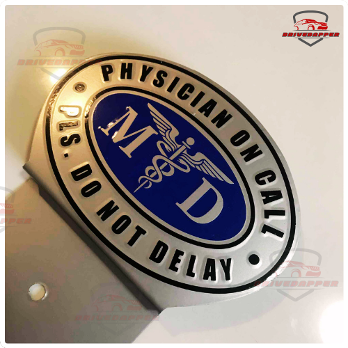 Physician On Call Car Profession Emblem Accessories Silver Blue