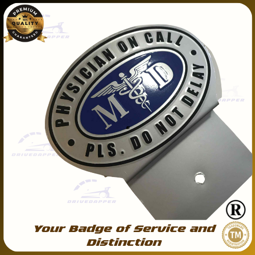 Physician On Call Car Profession Emblem Accessories Silver Blue