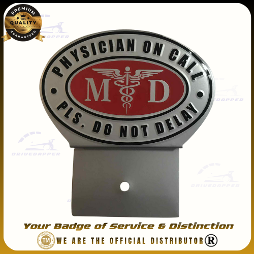 Physician On Call Car Profession Emblem Accessories Silver Red