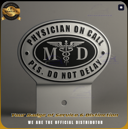 Physician On Call Car Profession Emblem Accessories Silver Black