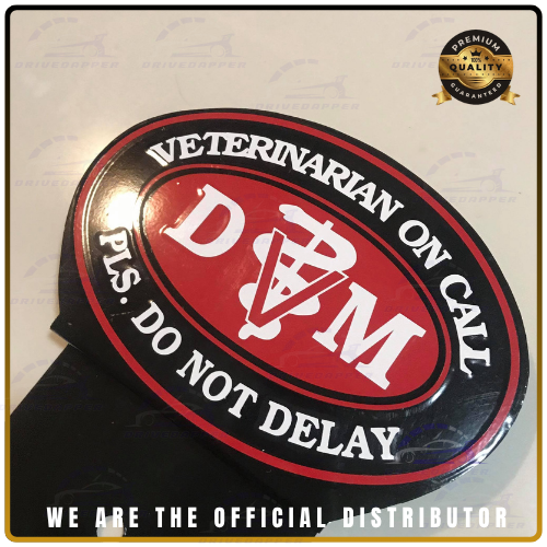 Veterinarian Doctor On Call Car Profession Emblem Accessories Black Red