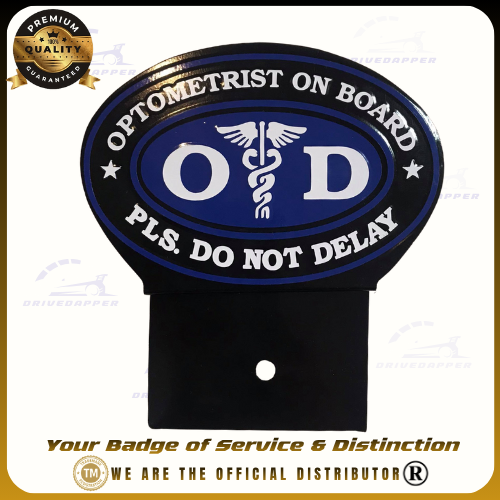 Optometrist On Call Car Profession Emblem Accessories Black Blue