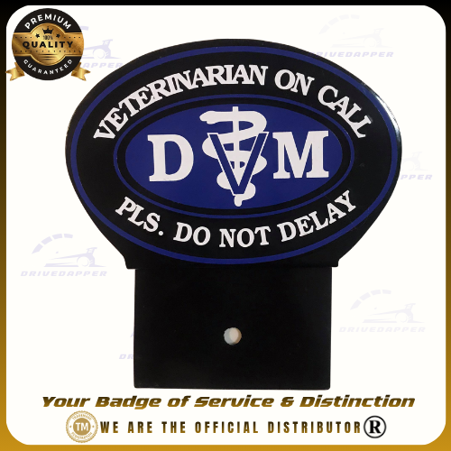 Veterinarian Doctor On Call Car Profession Emblem Accessories Black Blue