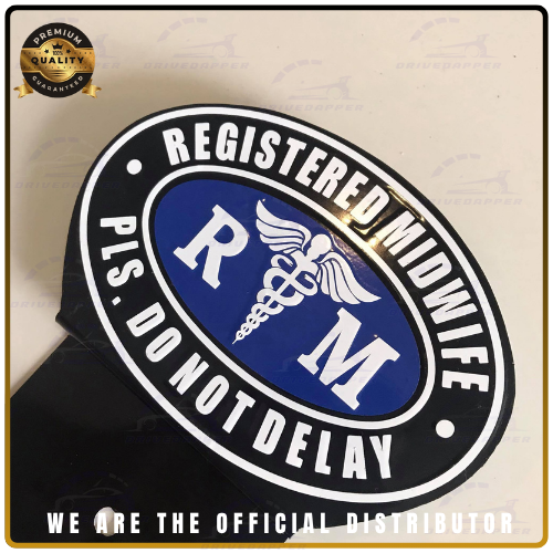 Registered Midwife On Board Car Profession Emblem Accessories White Blue