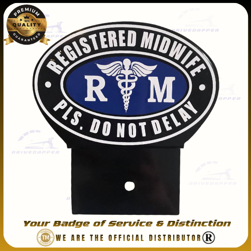 Registered Midwife On Board Car Profession Emblem Accessories White Blue