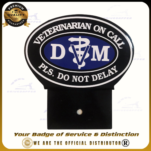 Veterinarian Doctor On Call Car Profession Emblem Accessories Black Blue White