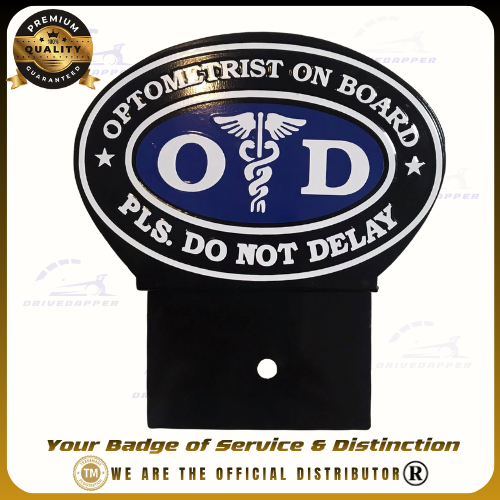 Optometrist On Call Car Profession Emblem Accessories Black Blue