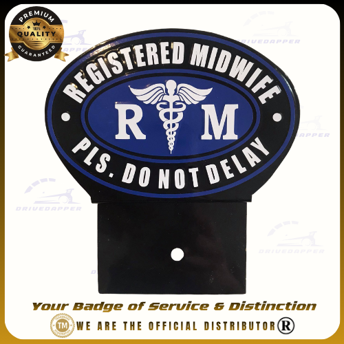 Registered Midwife Car Profession Emblem Accessories Black Blue