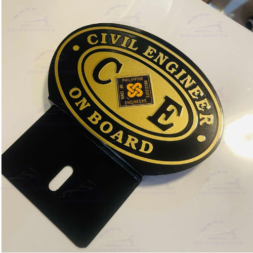 Civil Engineer Car Profession Emblem Black Gold