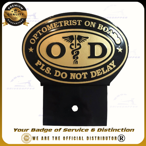 Optometrist On Call Car Profession Emblem Accessories Black Gold