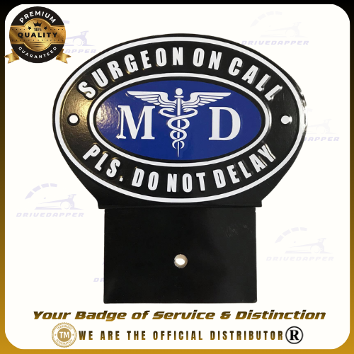 Surgeon On Call MD Car Profession Emblem Accessories Blue White