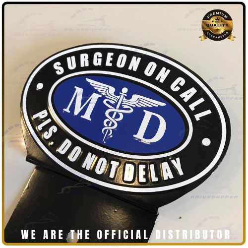 Surgeon On Call MD Car Profession Emblem Accessories Blue White