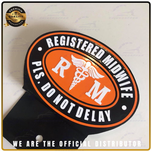 Registered Midwife Car Profession Emblem Accessories Black Orange