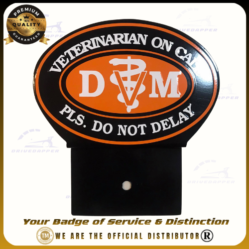 Veterinarian Doctor On Call Car Profession Emblem Accessories Black Orange
