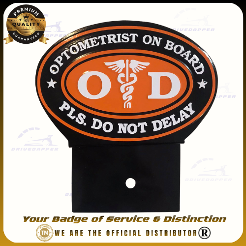 Optometrist On Call Car Profession Emblem Accessories Black Orange