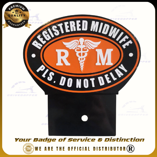 Registered Midwife Car Profession Emblem Accessories Black Orange
