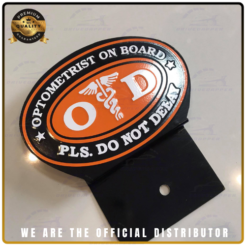 Optometrist On Call Car Profession Emblem Accessories Black Orange