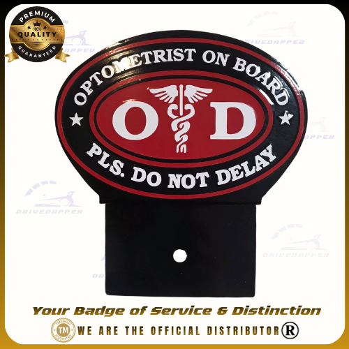 Optometrist On Call Car Profession Emblem Accessories Black Red
