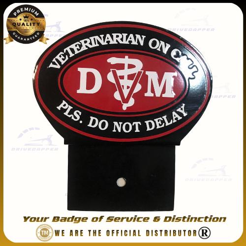 Veterinarian Doctor On Call Car Profession Emblem Accessories Black Red