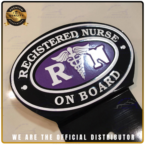 Registered Nurse On Board Car Profession Emblem Black Violet