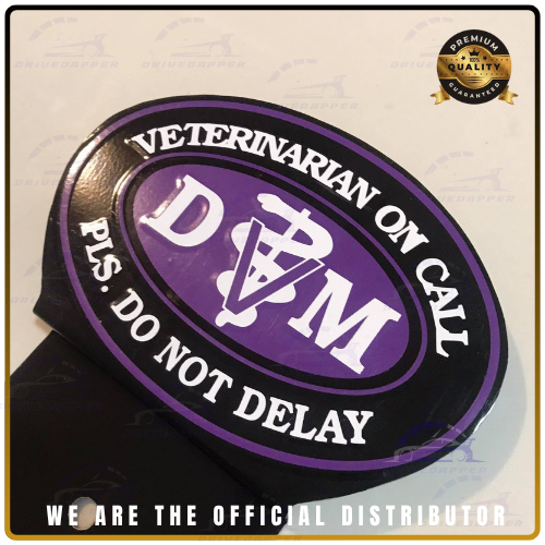 Veterinarian Doctor On Call Car Profession Emblem Accessories Black Violet