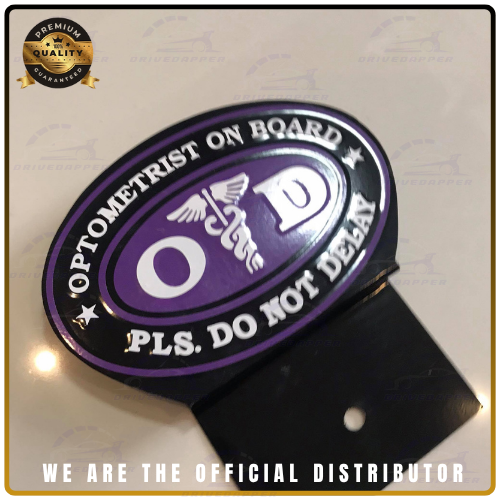 Optometrist On Call Car Profession Emblem Accessories Black Violet